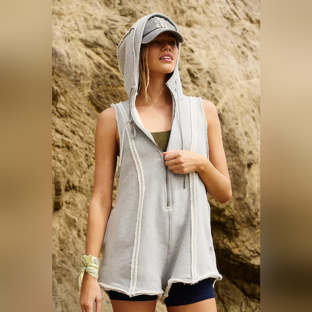 Free People Movement Free Spirit Romper NWOT in Gray